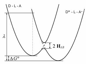 Figure 1.2 Electron transfer free energy diagram (Marcus 1993)