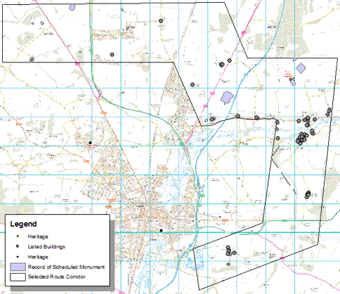 Figure 9.1: Archaeological and heritage sites in the selected corridor.