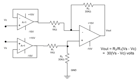 Figure 9. Completed design for differential amplifier.