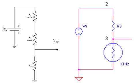 Figure 4. Completed voltage divider circuit and Figure 3. SPICE simulation diagram