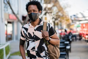 man walking outdoors street