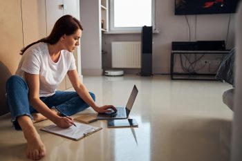 student studying at home