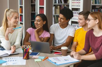 a group of studying students