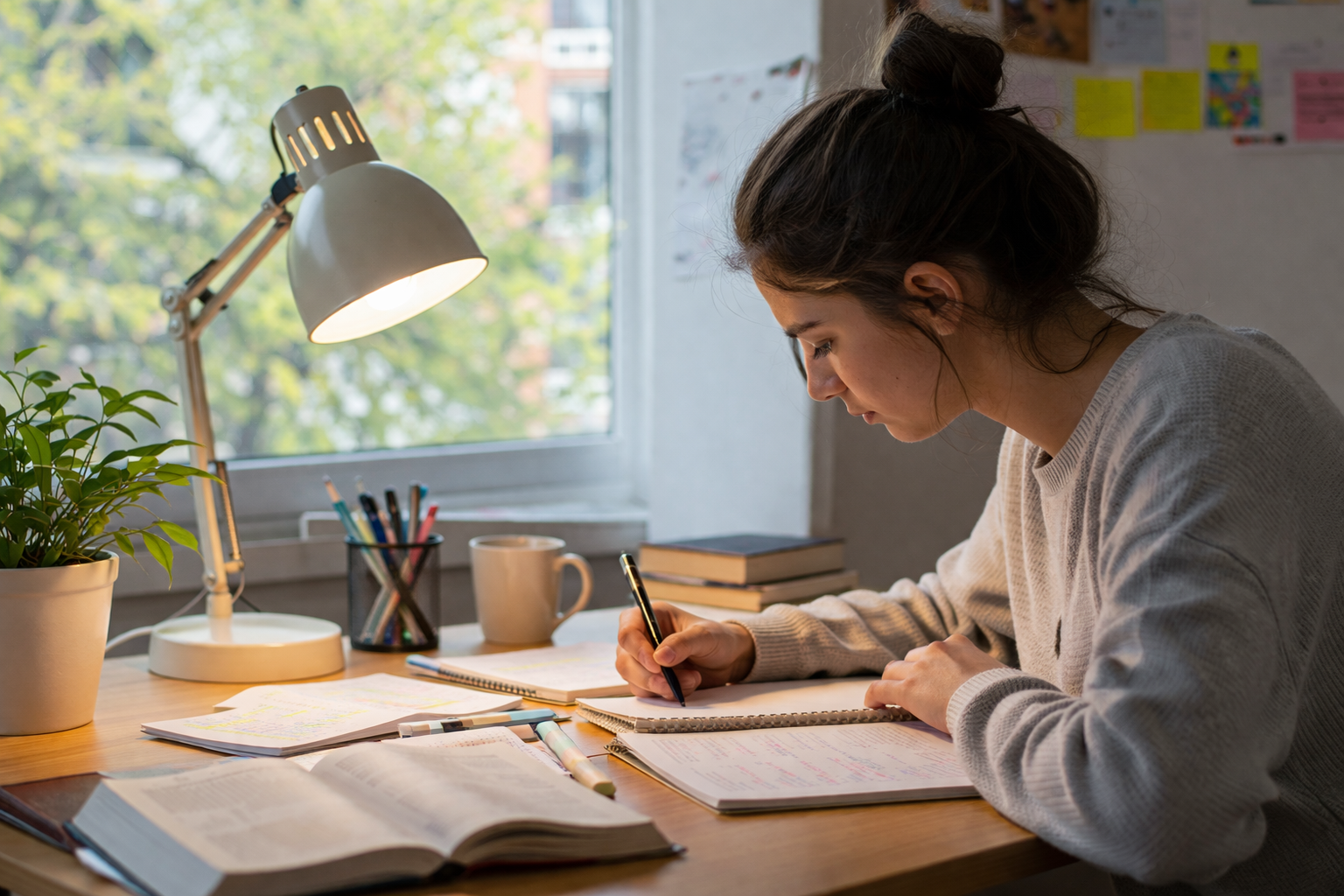A student studying for exams